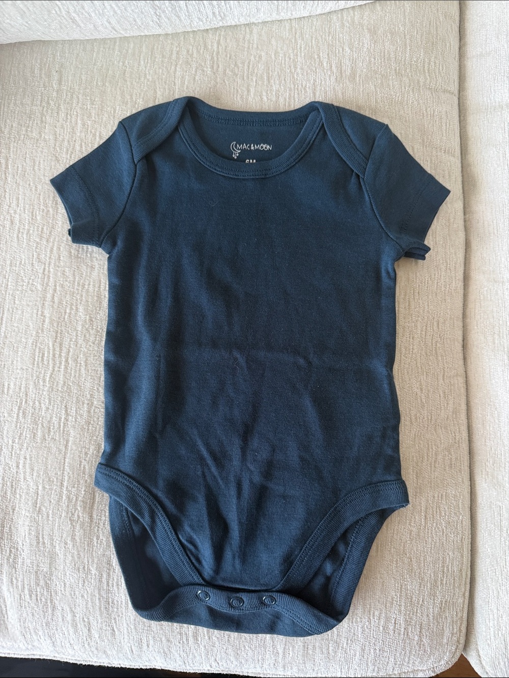 Navy Short-Sleeve Baby Bodysuit